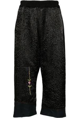 BY WALID Pantalones capri con bordado floral