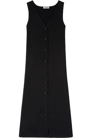 Jil Sander Vestido midi con cuello en V
