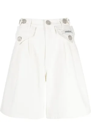 KIMHEKIM Pantalones vaqueros cortos con parche del logo