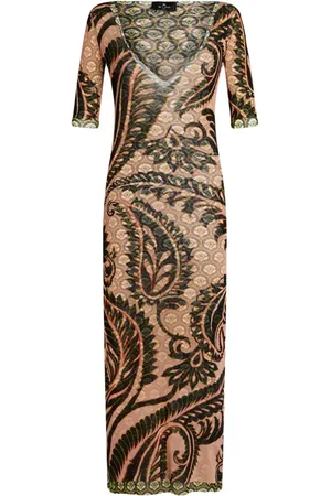 Etro Vestido largo con estampado de cachemira