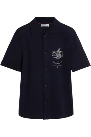 Brunello Cucinelli Camisa con palmera bordada