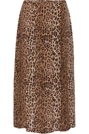 RIXO London Falda midi con motivo de leopardo