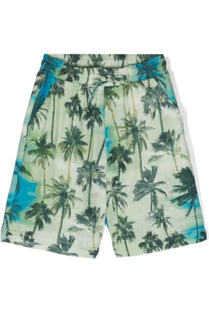 Paolo Pecora Bermudas rectas con palmeras estampadas