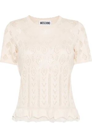 Moschino Top de punto calado con dobladillo de volantes