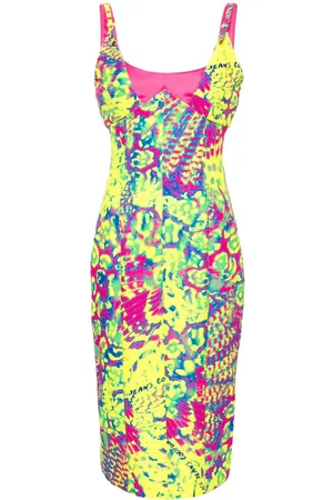 VERSACE Vestido midi Animalier ajustado