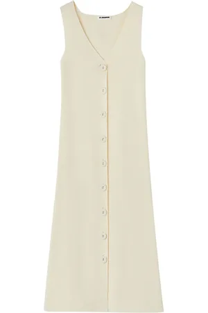 Jil Sander Vestido midi con cuello en V
