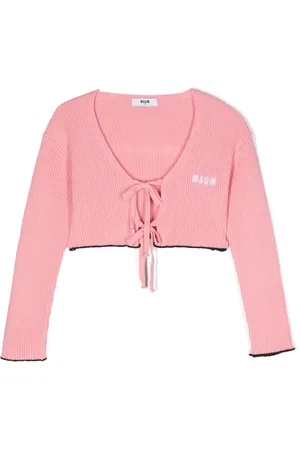 Msgm Cárdigan corto con logo bordado