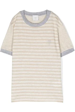 ELEVENTY Camiseta a rayas con logo bordado
