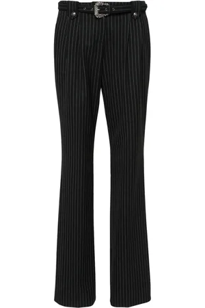VERSACE Pantalones rectos a rayas diplomáticas