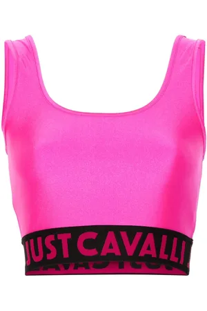 Roberto Cavalli Top corto con logo en la cinturilla