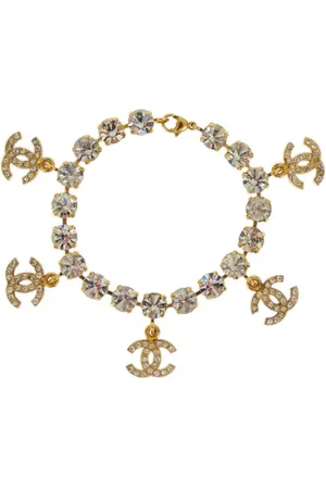 CHANEL Pulsera con detalles de strass y logo CC 1996