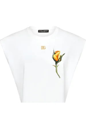 Dolce & Gabbana Camiseta corta con aplique de rosa
