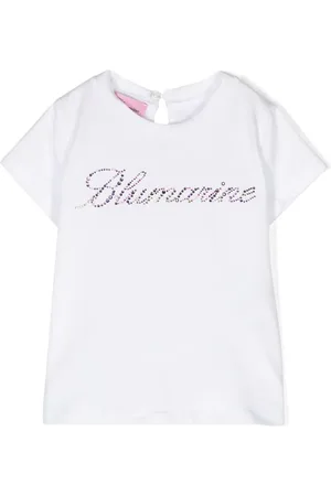 MISS BLUMARINE Camiseta con logo de strass