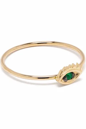 DELFINA DELETTREZ Anillo Micro-Eye en oro amarillo de 18 ct con esmeralda