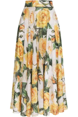 Dolce & Gabbana Falda con rosa estampada