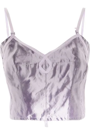 Maison Margiela Top corto con acabado metalizado