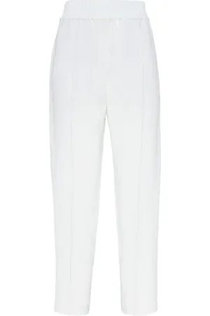Brunello Cucinelli Pantalones capri con detalle de rayas