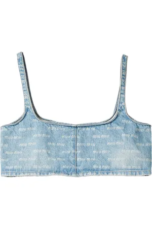 Miu Miu Top corto con logo estampado