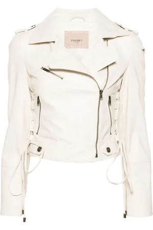 Twin-Set Chaqueta biker con placa del logo