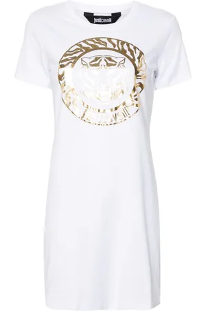 Roberto Cavalli Vestido corto con estampado Tiger Head