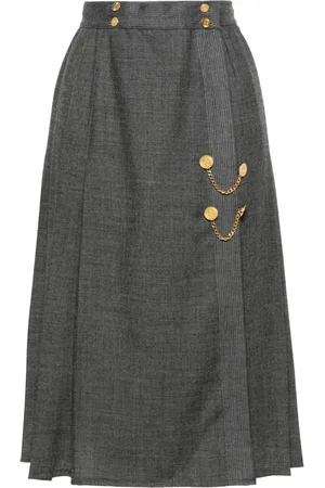 CHANEL Falda midi con pliegues 1990