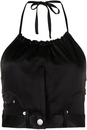 Moschino Top corto con logo grabado