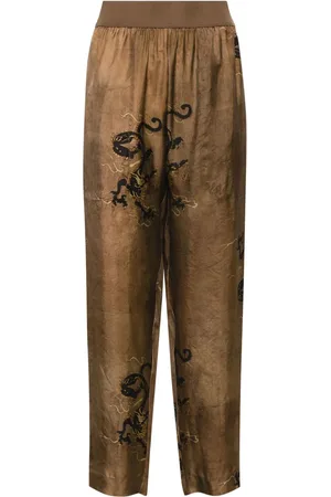 UMA WANG Pantalones Palmer con dragón estampado