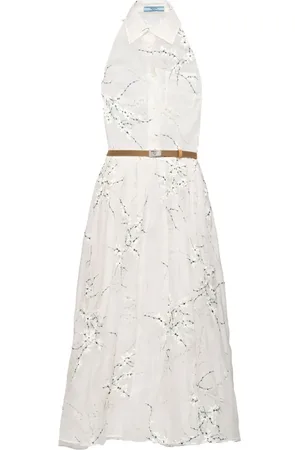 Prada Vestido midi con bordado floral
