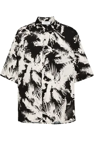 LANEUS Camisa bowling con estampado abstracto