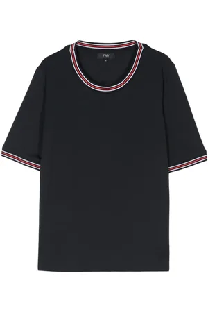 FAY Camiseta con ribetes de rayas