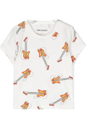 Mini Rodini Camiseta con estampado de guitarras