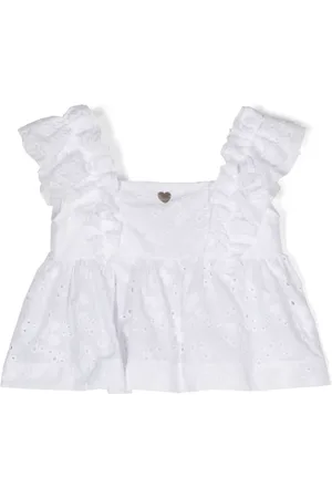 MONNALISA Blusa acampanada con bordado inglés