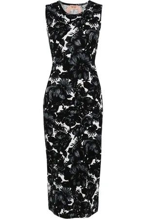 Nº21 Vestido largo con motivo floral en intarsia