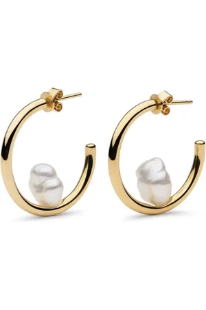 Autore Pendientes de aro Camille en oro amarillo de 9 ct con perla