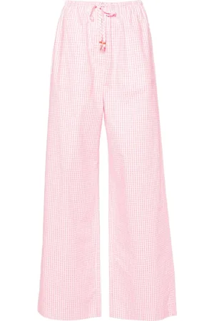 FORTE FORTE Pantalones anchos a cuadros gingham