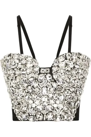 Dolce & Gabbana Top corto con apliques de cristal