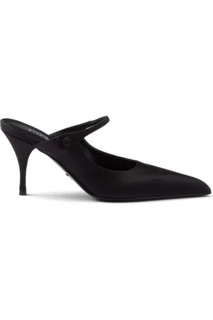 Prada Mules de satén con tacón de 75 mm y puntera en punta