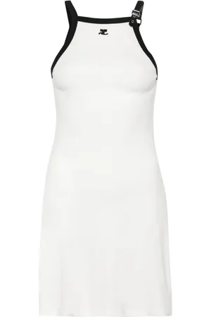Courrèges Vestido corto con aplique del logo