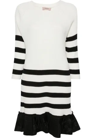Twin-Set Vestido a rayas con dobladillo abombado