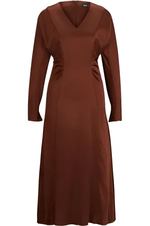 HUGO BOSS Vestido midi con cuello en V
