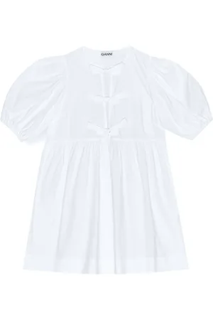 Ganni Vestido corto con mangas farol