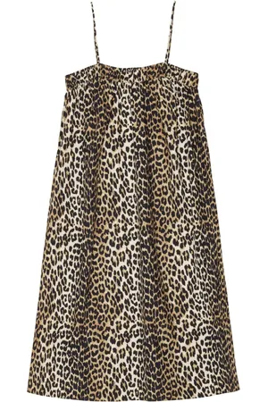Ganni Vestido midi con estampado de leopardo