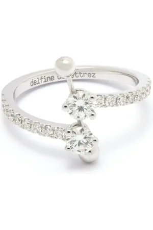 DELFINA DELETTREZ Anillo Contrariè en oro blanco de 18kt con diamante