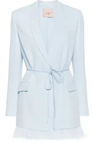Twin-Set Blazer con ribete de plumas