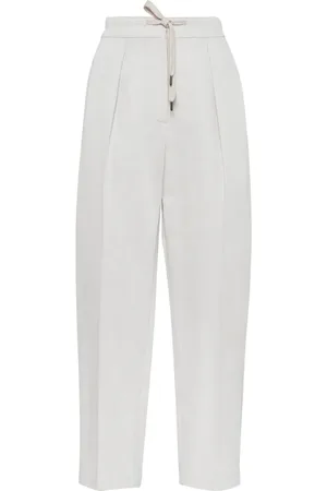Brunello Cucinelli Pantalones rectos de tejido de gabardina