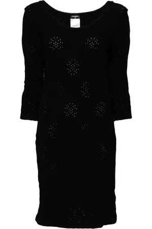 CHANEL Vestido de punto con cuello barco 2000