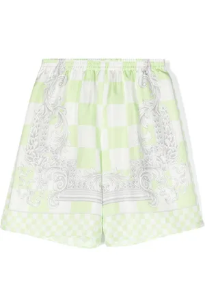 VERSACE Pantalones cortos de seda a cuadros