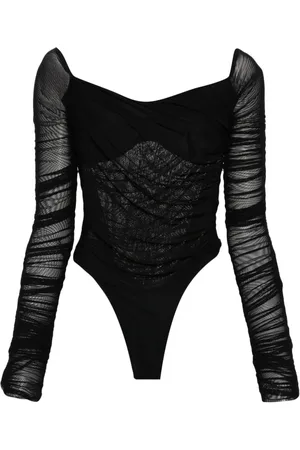 MUGLER Body fruncido con hombro descubierto