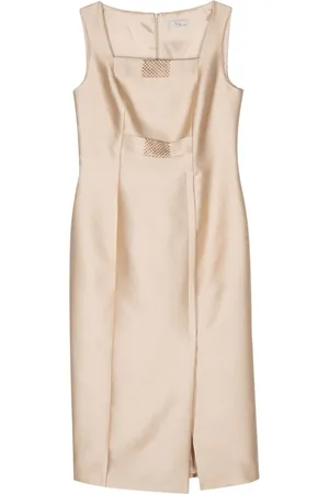 FELY CAMPO Vestido de crepé con detalles de cristal