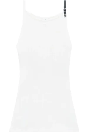 Courrèges Vestido de canalé con parche del logo